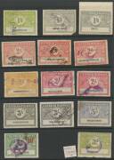 RAILWAY STAMPS - 1917-41 "Wings" mostly rouletted selection to 5/- x3 (one defective, the others with Underprint), with scarcer values including ½d blue/white, 8d bistre/white x2, 9d mauve/white x2, 10d pink/white, '10d' in Red on 10d green, & 1/- red/yel - 3