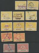 RAILWAY STAMPS - 1917-41 "Wings" mostly rouletted selection to 5/- x3 (one defective, the others with Underprint), with scarcer values including ½d blue/white, 8d bistre/white x2, 9d mauve/white x2, 10d pink/white, '10d' in Red on 10d green, & 1/- red/yel - 4