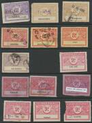 RAILWAY STAMPS - 1917-41 "Wings" mostly rouletted selection to 5/- x3 (one defective, the others with Underprint), with scarcer values including ½d blue/white, 8d bistre/white x2, 9d mauve/white x2, 10d pink/white, '10d' in Red on 10d green, & 1/- red/yel - 6