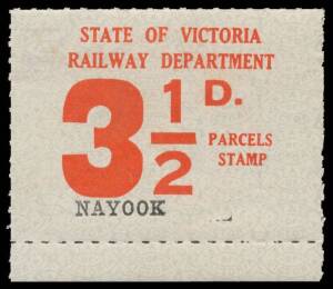 RAILWAY STAMPS - 1941-53 '.../RAILWAY DEPARTMENT' Red Figures/Blue 4d, Black Figures/Yellowish 4d & 5d, Red Figures/Yellowish 1d 2d 3d 3½d (rare) 5d 6d 8d 9d & 2/-, a few mostly minor defects, a few with no gum & the others with large-part o.g. (12)