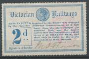 RAILWAY STAMPS - c.1889 Queen Victoria Colour on Coloured Papers 1d green/yellow, 2d blue/white, 2d dull blue/cream, 5d dull red/cream, 5d rose-pink/pale pink, 6d ultramaine/pink, 8d blue/blue-green, and 1/- ultramarine/pale yellow, a few mostly minor pro - 2