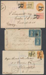 POSTAL HISTORY - Registered mail including 1859 to GB, 1867 to NSW with Laureate 1/-, 1867 to Tasmania, 1873 to Scotland, 1881 usage to GB of first type 4d Registration Envelope, 1893 double-rate to Italy, 1891 to GB with Naish 4d pink pair & superb unfr