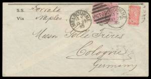 POSTAL HISTORY - Miscellaneous Melbourne covers including 1873 OHMS lettersheet with tiny 'MOO/MELBOURNE' cds within, 1885 to Germany with Bell &frac12;d & Naish 8d, 1880 to Castlemaine with superb 'NOT KNOWN BY/LETTER CARRIER', 1893 with boxed 'INSUFFICIENTLY/A