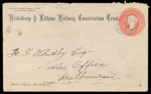 POSTAL HISTORY - Municipal bundle of covers, Stamped-To-Order Envelopes, & postcards for mostly smaller municipalities including Town of Brighton, Shire of Boroondara, Shire of Barrabool (1871), Shire of Tambo, Shire of Darebin, Heidelberg & Eltham Railwa