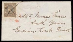 POSTAL HISTORY - PROVISIONAL POSTMARKS - OTHER MANUSCRIPT MARKINGS: 1) "X" on Emblems 2d with tiny 'FITZROY/AU2/62/VICTORIA' b/s mof Fitzroy (1), Melbourne transit & part South Yarra arrival b/s, flap damage; 2) "Big Hill/17 10 62" unusually as an arrival