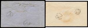 POSTMARKS - 1858-68 group with oval backstamps of 'BEECHWORTH' on 1859 outer with Emblems 1d x2 & 2d, 'EAST BRIGHTON' (ERD) on 1858 cover with Emblems 4d, 'HARCOURT' on 1860 outer with Beaded Ovals 4d corner example, 'LAMPLOUGH' (the only recorded example