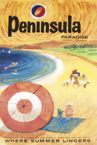 c1960s "Peninsula Paradise Victoria, Australia, Where Summer Lingers", printed by A.C.Brooks (Melbourne) for the Tourist Development Authority in conjunction with Peninsula Development Association, colour lithograph, size 101 x 63cm. Condition A.