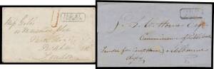 POSTMARKS - INSTRUCTIONAL HANDSTAMPS - 'PAID AT/...' HANDSTAMPS: 1855-58 now struck in Black for '.../BUCKLAND' (poor, on entire headed "Pore Punka/Ovens River" with poor b/s), '.../CHEWTON' (superb on cover with superb oval b/s), '.../DIGBY' (very fine o