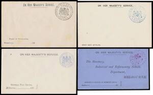 OFFICIAL MAIL - FRANK STAMPS - Selection of all-different envelopes x19, postcards x10 & wrappers x2 from various 'departments", a few with handstamped franks, a few with the frank defaced, generally fine to very fine unused. A very scarce & desirable gro