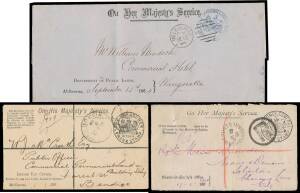 OFFICIAL MAIL - FRANK STAMPS - A basic collection of all-different envelopes (mostly), postcards, wrappers etc for many departments, fairly basic but some better items including a few unused & some scarce imprints, noted a very early September 1864 usage,