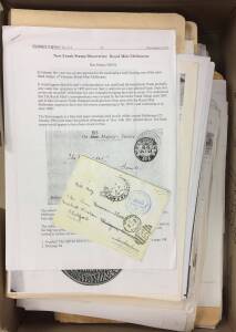 OFFICIAL MAIL - FRANK STAMPS - Large box of photocopies, notes, references, etc, and a draft of the "Franked!" book. NO RESERVE. (Qty)