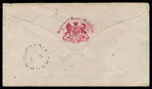 OFFICIAL MAIL - FRANK STAMPS - GOVERNOR OF VICTORIA: 1884-1902 all-different envelopes (various sizes) with flap devices comprising colourless embossing 'THE GOVERNOR OF/[Arms]/VICTORIA' & "belt & buckle", Coat of Arms Type 1 (full-face lion) in red x2, d