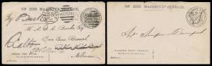 OFFICIAL MAIL - FRANK STAMPS - POSTMASTER-GENERAL: Die 3 printed in black with all text in black on all-different envelopes, with no imprint but elaborate PO&TD crest in blue on the flap, imprints at L/L 'GENERAL POST OFFICE/...' in various styles x14 (th