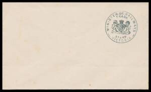 OFFICIAL MAIL - FRANK STAMPS - RAILWAYS, MINISTER OF: Die 1 ('FRANK/STAMP' curved; arcs at the sides) h/s very fine strike in black on unused envelope without imprint or OHMS header. Unlisted in black by Stieg & Watson. The impression is quite worn so thi