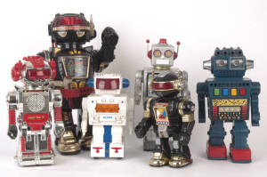 Vintage toy Robots: Collection of (15), manufactured in China, Hong Kong & Japan. Fair condition