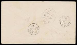 TPOs: MELBOURNE-GEELONG-BALLARAT 1865-1890 - UP TRAIN 2: Type 1 (Large Vertical Oval) light b/s of MR970 on cover with illustrated imprint for 'PHOENIX FOUNDRY/[phoenix]/BALLARAT' at U/L & DLR 2d tied by very fine 'BALLAARAT' duplex, to "Pioneer Crushing 