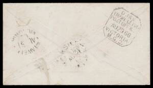 TPOs: MELBOURNE-GEELONG-BALLARAT 1865-1890 - DOWN TRAIN 2: Type 1 (Large Octagon) very fine b/s of AU2968 on cover from 'STEIGLITZ' to "Horsham/ Wimmera" with Laureates 2d, oval 'STAWELL' transit & poor 'HORSHAM' arrival b/s, small repaired faults & opene