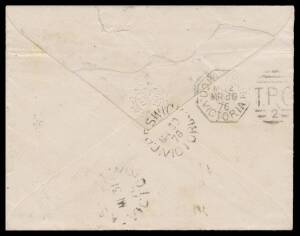TPOs: MELBOURNE-GEELONG-BALLARAT 1865-1890 - DOWN TRAIN 2: Type 2 (Duplex) largely very fine b/s of MR30/76 on cover from Melbourne to "Ascot/Nr Ballarat", 'CRESWICK' transit & light 24mm 'ASCOT' arrival b/s (the only recorded example), repaired flap tear