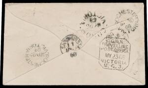 TPOs: MELBOURNE-SANDHURST/BENDIGO 1865-1927 - DOWN TRAIN 3: Type 1 (Large Octagon) very fine b/s of MY2368 on cover with Laureates 2d tied by very fine '119' with superb 'WOODEND' cds (ERD) on the face, to "Lake Cooper" with Sandhurst, very fine 'ROCHESTE