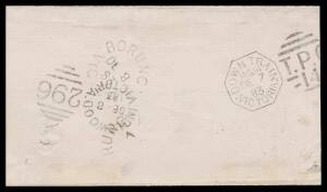 TPOs: MELBOURNE-SANDHURST/BENDIGO 1865-1927 - DOWN TRAIN 14: Type 1 (Duplex) superb almost complete b/s of DE7/83 on cover from Melbourne to "Fernihurst/Inglewood" with 'INGLEWOOD' duplex transit & 'BORUNG' arrival b/s. Rated RRRRR, with only three covers