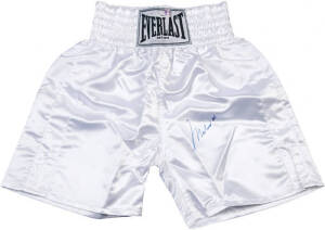 MUHAMMAD ALI, signature on pair of "Everlast" boxing shorts. With 'Online Authentics' No.OA-8090183.