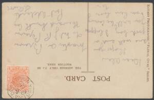 TPOs: MELBOURNE-WODONGA 1873-1932 - DOWN TRAIN 13: Type 2 (23½mm Octagon) very fine cancel of JA25/09 on 1d pink on PPC to Adelaide. Rated RRRR: the latest of only six covers recorded.