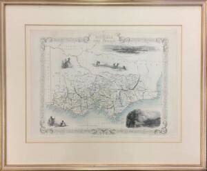 VICTORIAN NON-PHILATELIC LITERATURE - c.1850 "Victoria or Port Phillip" engraved Tallis map (370x270mm), hand-tinted & attractively framed.