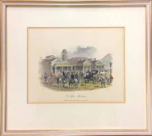 VICTORIAN NON-PHILATELIC LITERATURE - 1856 "Post Office Melbourne" illustration by ST Gill for Sands & Kenny (230x180mm), hand-tinted & attractively framed.