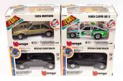 BURAGO: 1:24 Group of Model Cars Including Ford Capri GR 5 (181); And, Ford Mustang (182); And, Ritmo Gold Black (180). All mint in original cardboard packaging (4 items)