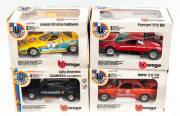 BURAGO: 1:24 Group of Model Cars Including Ferrari 512 BB (133); And, BMW 3.0 CSI Turbo (178); And, Lancia Stratos Vallante (154). Most mint, all in original cardboard packaging. (4 items)