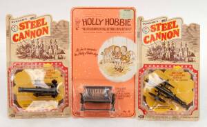 DURHAMS: Miscellaneous Group of Models Including 'Steel Cannon' Ships Cannon (5433); And, 'Steel Cannon' Trench Mortar (5431); And, 'Old Fashioned Collectors Miniatures' Metal Stove With Working Door (5490), Most mint, all on original cardboard cards. (23
