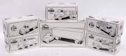 FIRST GEAR: 1:34 Group of Model Trucks Including 1960 Model B-61 Mack Tractor & Trailer; And, 1957 International R-190 Fire Truck; And, 1952 GMC Shell Fuel Tanker. All mint in original cardboard packaging. (6 items)