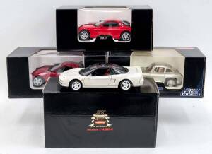 KYOSHO: 1:18 Group of Model Cars Including Mercedes Benz 300SL; And, Toyota Supra; And, Honda NSX. All mint in original cardboard packaging (4 items)