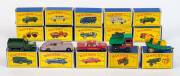 MATCHBOX: Group of 1960s Lesney Era 1-75 D Style Model Cars Including Sugar Container (10); And, Lomas Ambulance (14); And, Mercedes-Benz Coupe (53). Most mint and all in original cardboard packaging. (92 items)  