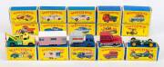 MATCHBOX: Group of 1960s Lesney Era 1-75 E Style Model Cars Including Dodge Wreck Truck (13); And, Trailer Caravan (23); And, Snow Trac (35). Most mint and all in original cardboard packaging. (91 items)