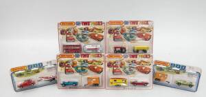 MATCHBOX: Group of Blister Packs Including 'Two Pack' Javelin & Pony Trailer (TP-3); And, 'Two Pack' Tractor & Trailer (TP-2); And, '900' WV Golf & Boat (TP-18). Most mint, all in original cardboard packaging. (60 items)