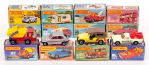 MATCHBOX: Group of 1970s 'Superfast' L Style Model Cars Including Holden Pick-Up (60); And, CJ-6 Jeep (53); And, Ford Tractor & Harrow (46). All mint in original cardboard packaging. (26 items)