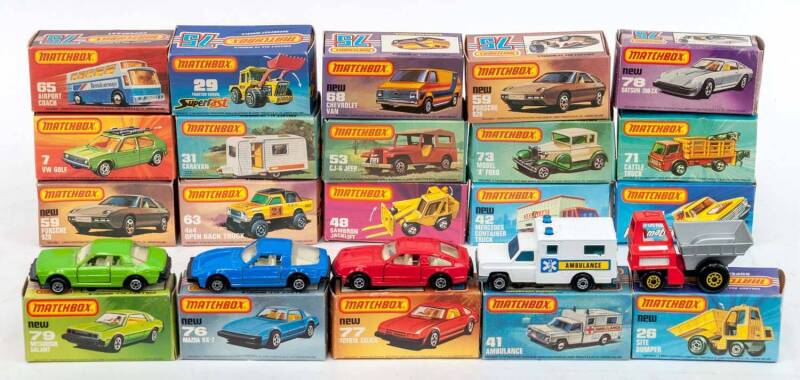 MATCHBOX: Group Of 1970s 'Superfast' J, K, L Style Model Cars Including Police Patrol (20); And, Rolls Royce (39); And VW Golf (7). Most mint, all in original cardboard packaging (39 items)