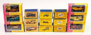 MATCHBOX: Group of 'Models of Yesteryear' Including Horse Bus (12); And, 1904 Spyker Tourer (Y16); And, 1906 Rolls Royce Silver Ghost (Y10). Most mint, all in original cardboard packaging. (25 items)