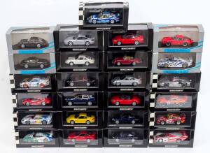 MINICHMPS: 1:43 Porsche Group Including Porsche 911 Targa (Indischrot); And, Porsche 911 Cabriolet (Black); And, 1998 Porsche 911 GT1 2nd Daytona (Team Rohr). All mint in original packaging. (32 items)