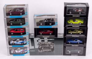 MINICHAMPS: 1:43 Group of Model Cars Including 1968 Lotus Super Seven (Green); And, Lamborghini Miura (Red); And, Presedential Vehicles Series The Johnson Car (Number 2). All mint in original cardboard packaging. (33 items)