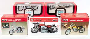 POLISTIL: 1:15 & 1:10 Group of Motorcycle Models Including Honda GL1000 Gold Wing (GM 3); And, Suzuki TS 400 (MS 117); And, Yamaha 750 (GM 2). Most mint in original cardboard packaging (7 items)