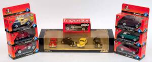 SOLIDO: Group of Model Cars Including Fire Chief Cadillac Pompiers (4070); And, Citroen C4F Ambulance (4442); And, Duesenberg Type 'J' 1931 (156); And, Age D'or 4 set. Most mint all in original cardboard packaging or desplay cases. (20 items)