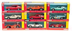 SOLIDO: Vintage Group of Model Cars Including Renault 4x4 (203); And Ferrari 312 PB (194); And, Ferrari Daytona (165). Most mint in original cardboard packaging (140)