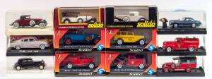 SOLIDO: Group of Model Cars Includuding Ford V8 Citerne (4434); And, Ford V8 Depanneuse (4432); And, Citroën Pompiers. All Mint in original display cases. (21 items)