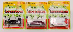 TOMICA: Group of Model Cars 'Series 60' Including Rolls Royce Phantom VI; And, Mitsui Hovercraft; And, Lotus 78 Ford. All Mint in original cardboard packaging.