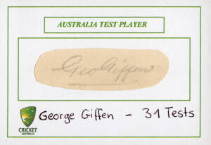 GEORGE GIFFEN, signature on piece. [Giffen played 31 Tests 1881-96, including 4 as Australian captain].