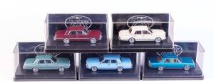 TRAX: 1:43 1966 Chrysler AP6 Valiant Regal (TR81) Maroon. Also 1963 Chrysler AP5 Valiant Regal (TR80B) Alpine White. And 1963 Chrysler Valiant Regal (TR80C) Light Blue Regal. And 1969 Chrysler VF Valiant Regal (TR91) Crystal Turquoise Metallic. Also 1966 