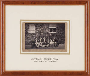 1882 AUSTRALIAN TEAM: Original cabinet card photograph (16x11cm) with the title, "Australian Cricketers, 1882", and players' names printed on the mount, produced by London Stereoscopic Co., window mounted, framed & glazed, overall 33x28cm. Very scarce and