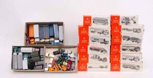WIKING: Group of Model Trucks and Cars Including Mercedes LP 1620 Truck and Trailer (Nr. 43); And, Power-Shovel (Nr. 66); And, Chemicals Tank-Truck (Nr. 53); And, A Large Group of Loose Unboxed Model Cars. Some mint in original cardboard packaging. 